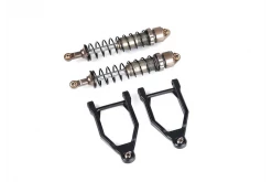 8533523 | Rovan Gun Metal 10mm Front Shocks W/ Black Upper Suspension A-Arms Set
