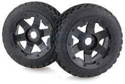 850222 | Rovan 4.7/5.5" Baja 5B Front Dirt Buster Tyres On Black Rims - Beadlocked Wheels 2Pcs
