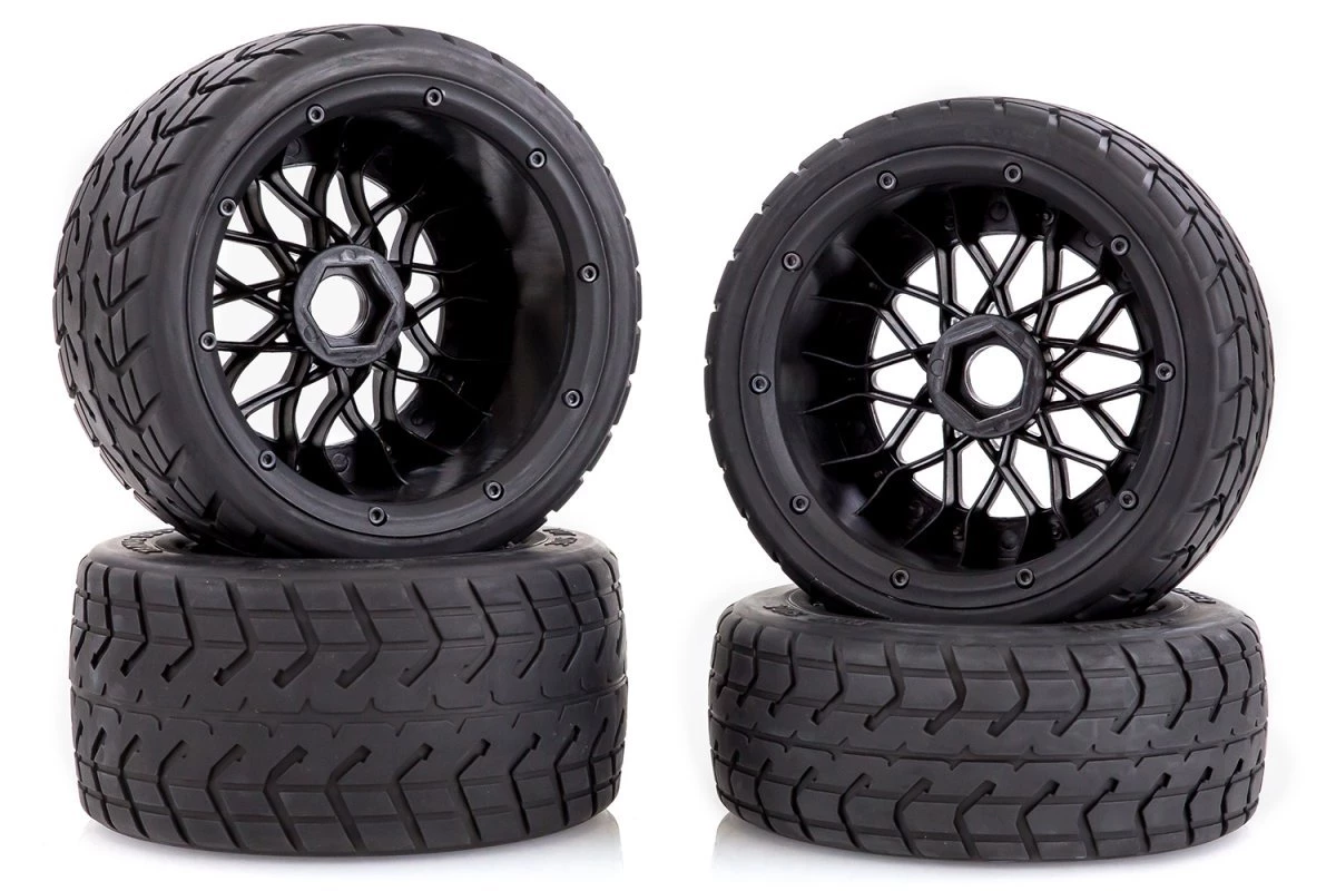 850282A | Rovan 4.7/5.5" Baja 5B Tarmac Buster Tyres On Black Mesh Rims - Beadlocked Wheel Set 4 850282A | Rovan 4.7/5.5" Baja 5B Tarmac Buster Tyres On Black Mesh Rims - Beadlocked Wheel Set - Image 2