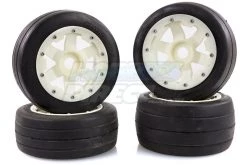 85116 | Rovan 4.7/5.5" Baja 5B Slick Tyres On White Nylon Rims - Beadlocked Wheel Set
