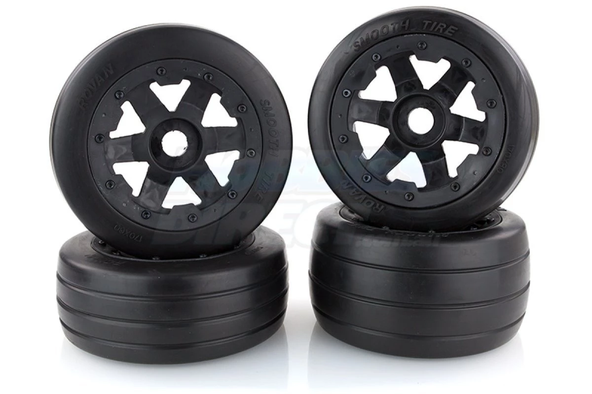 85117 | Rovan 4.7/5.5" Baja 5B Slick Tyres On Black Rims - Beadlocked Wheel Set 3 85117 | Rovan 4.7/5.5" Baja 5B Slick Tyres On Black Rims - Beadlocked Wheel Set