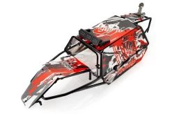 8523111 | Rovan Black Steel GT Sand Rail Baja Roll Cage W/ Painted Red Panels, LED Light Bar & Spare Tyre Mount