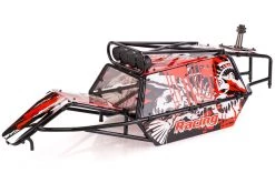 852311 | Rovan Black Steel GT Sand Rail Baja Roll Cage W/ Painted Red Panels And LED Spot Lights & Spare Tyre Mount