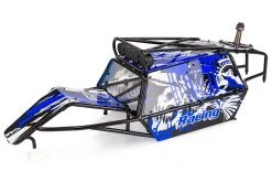 852312 | Rovan Black Steel GT Sand Rail Baja Roll Cage W/ Painted Blue Panels And LED Spot Lights & Spare Tyre Mount