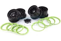 85315A | Rovan 4.7/5.5" Baja 5B Black Mesh Rim Set W/ Green Beadlocks