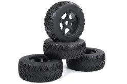 854841 | Rovan 4.7/5.5" Baja 5T/5SC Tarmac Busters III Tyres On Black Rims - Beadlocked Wheel Set