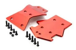87076A | Rovan 5IVE-T Red Aluminium Front & Rear Chassis Skid Plates W/ Mounting Hardware