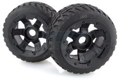 95087 | Rovan 4.7/5.5" Baja 5B Rear Tarmac Buster II Tyres On Black Rims - Beadlocked Wheels 2Pcs
