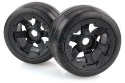 95094 | Rovan 4.7/5.5" Baja 5B Rear Slick Tyres On Black Rims - Beadlocked Wheels 2Pcs