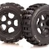 95158A | Rovan 4.7/5.5" Baja 5T/5SC Front MX Tyres On Black Rims - Beadlocked Wheels 2Pcs