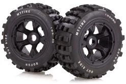 95159A | Rovan 4.7/5.5" Baja 5T/5SC Rear MX Tyres On Black Rims - Beadlocked Wheels 2Pcs