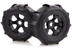 95171 | Rovan 4.7/5.5" Baja 5T/5SC Rear Sand Buster Tyres On Black Rims - Beadlocked Wheels 2Pcs