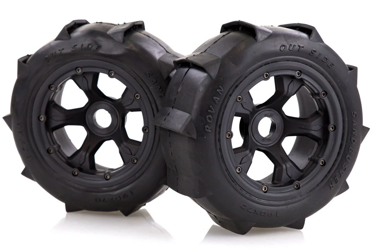 95171 | Rovan 4.7/5.5" Baja 5T/5SC Rear Sand Buster Tyres On Black Rims - Beadlocked Wheels 2Pcs 3 95171 | Rovan 4.7/5.5" Baja 5T/5SC Rear Sand Buster Tyres On Black Rims - Beadlocked Wheels 2Pcs