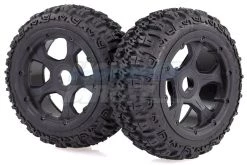 95192 | Rovan 4.7/5.5" Baja 5B Front Excavator Tyres On Black Rims - Beadlocked Wheels 2Pcs