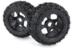 95193 | Rovan 4.7/5.5" Baja 5B Rear Trencher Tyres On Black Rims - Beadlocked Wheels 2Pcs